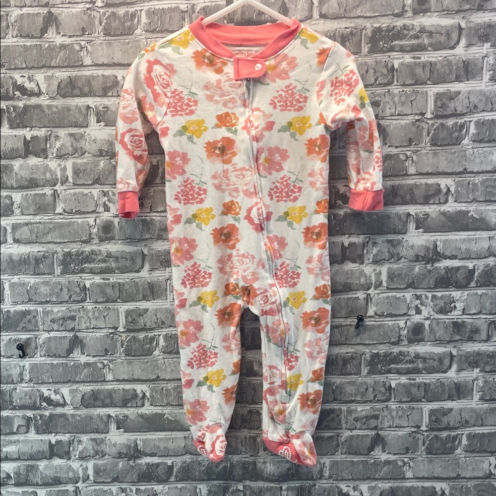 Burt's Bees Floral Footie Pajama - Pink, Orange, Yellow
